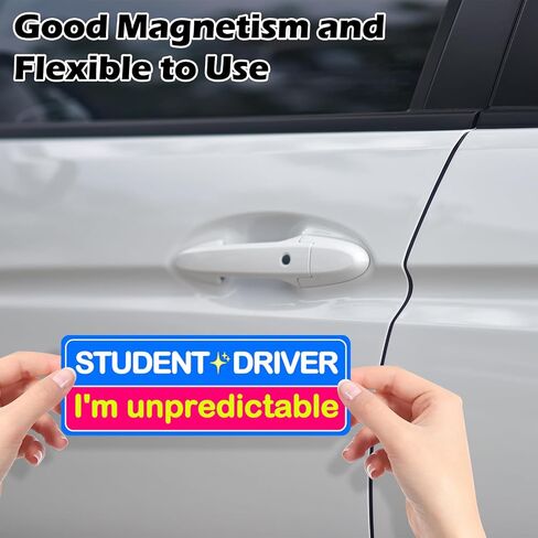 8Pcs Student Driver Magnetic Sticker, Removable Lovely Student Driver Sticker Magnet Supplies for Car, Keep Your Distance Safety Sign Suitable for Novice Drivers in Saudi Arabia