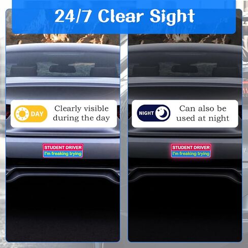 8Pcs Student Driver Magnetic Sticker, Removable Lovely Student Driver Sticker Magnet Supplies for Car, Keep Your Distance Safety Sign Suitable for Novice Drivers in Saudi Arabia