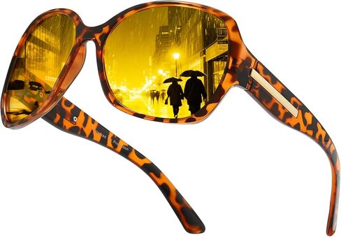 Chicid Night Vision Driving Glasses for Women, Oversized Polarized HD Yellow Anti Glare Lens with UV400 Protection in Kuwait