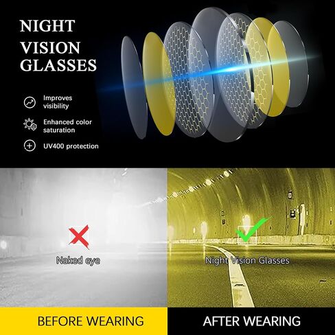 Chicid Night Vision Driving Glasses for Women, Oversized Polarized HD Yellow Anti Glare Lens with UV400 Protection in Kuwait