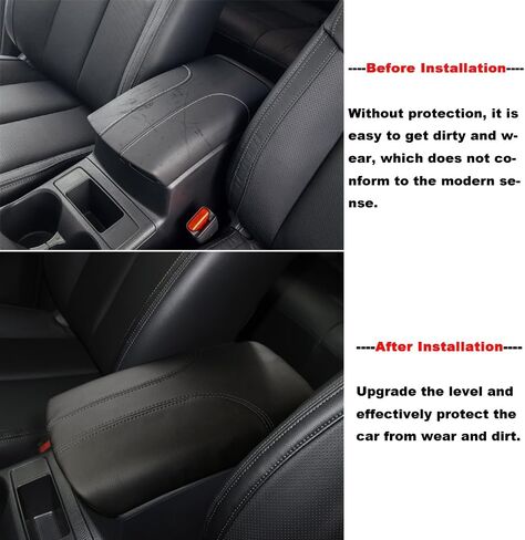 غطاء مسند ذراع لوحدة التحكم المركزية للسيارة من Blazeray لسيارة Nissan Rogue 2014-2020/Nissan Rogue Sport 2017-2022 ملحقات داخلية من الجلد لمسند ذراع الكوع وغطاء حماية (جلد أسود + غرز سوداء) in Kuwait