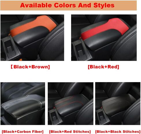 غطاء مسند ذراع لوحدة التحكم المركزية للسيارة من Blazeray لسيارة Nissan Rogue 2014-2020/Nissan Rogue Sport 2017-2022 ملحقات داخلية من الجلد لمسند ذراع الكوع وغطاء حماية (جلد أسود + غرز سوداء) in Kuwait