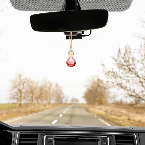 uxcell 4pcs Hanging Car Air Freshener Perfume Bottle, 8ml Pendant Empty Clear Glass Essential Oil Aromatherapy Diffuser with Wooden Cap for Car Decor (Cube) in Saudi Arabia