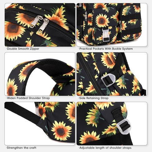 Sunflower Backpack for Girls Kids Backpack Cute School Bookbag School Backpacks for Teens Girls (Black) in Saudi Arabia