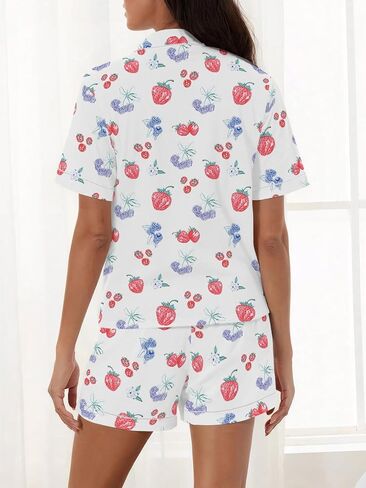 Women's 2 Piece Pajama Set Loungewear Pajamas Cute Pjs Sets Sleepwear Button Down Lounge Sets Soft Preppy Y2k in Saudi Arabia