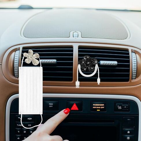 Daisy Air Vent Clips, 3 Pcs Cute Flower Crystal Rhinestone Car Air Conditioning Outlet Clip Vehicle Air Freshener Clip Charm Car Inter Decor Accessories for Women (Silver, 1.6inch) in Saudi Arabia