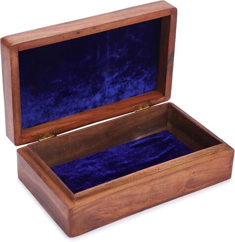 Ajuny Hand Carved Wooden Decorative Jewelry Storage Box Tree Leaf Design Vintage Style - Multipurpose Keepsake Trinket Holder, Treasure Chest Organizer Box Great for Gifts - Brown, 10x6 Inch in Saudi Arabia