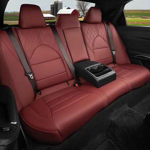 أغطية مقاعد كامري لسيارة Toyota Camry 2018 2019 2020 2021 2022 2023 2024 LE, SE,SE Nightshade (ليست للهجين) مجموعة كاملة من الجلد، واقيات مقاعد السيارة، جلد (عنابي) in Kuwait