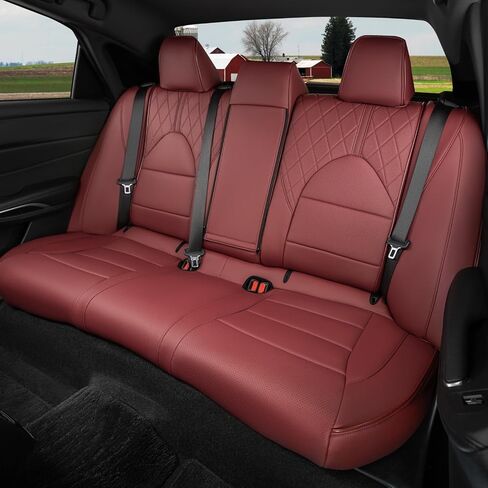 أغطية مقاعد كامري لسيارة Toyota Camry 2018 2019 2020 2021 2022 2023 2024 LE, SE,SE Nightshade (ليست للهجين) مجموعة كاملة من الجلد، واقيات مقاعد السيارة، جلد (عنابي) in Kuwait