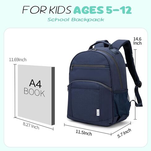 NOL Natural Organic Lifestyle Kids Backpack, School Backpacks for Teens Girls Boys, School Bookbag with Pencil Bag & Reflective Stripe for Elementary School - Black in Saudi Arabia