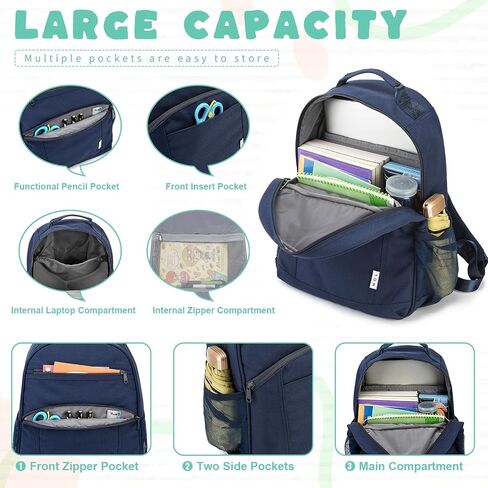NOL Natural Organic Lifestyle Kids Backpack, School Backpacks for Teens Girls Boys, School Bookbag with Pencil Bag & Reflective Stripe for Elementary School - Black in Saudi Arabia