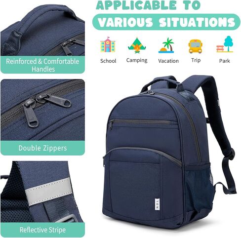 NOL Natural Organic Lifestyle Kids Backpack, School Backpacks for Teens Girls Boys, School Bookbag with Pencil Bag & Reflective Stripe for Elementary School - Black in Saudi Arabia
