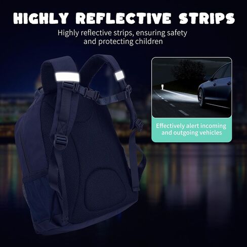 NOL Natural Organic Lifestyle Kids Backpack, School Backpacks for Teens Girls Boys, School Bookbag with Pencil Bag & Reflective Stripe for Elementary School - Black in Saudi Arabia