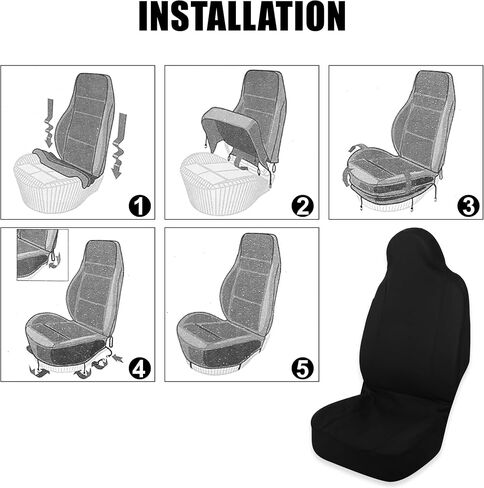 X AUTOHAUX Front Seat Covers Protector Polyester Seat Cover Protector Pad Universal for Car Truck SUV Black in Saudi Arabia