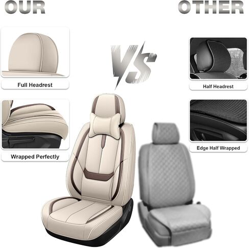 Luxury Car Seat Covers for BMW iX 2022-2026, Simple Comfortable Front and Rear Split Bench Auto Seat Protectors from Damage with Pillows (Full Set, Beige&Coffee) in Saudi Arabia