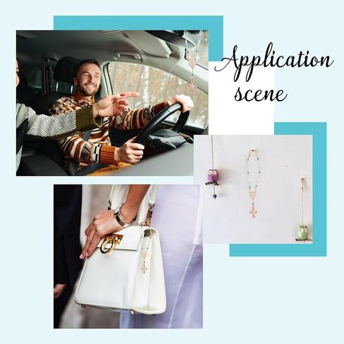 2pcs Car Rosary for Rearview Mirror Evil Eye Beads Cross Hanging Decoration Lucky Pendant for Car Interior Decoration Gift Giving Clothing Accessories Worship Amulet Bracelet in Saudi Arabia