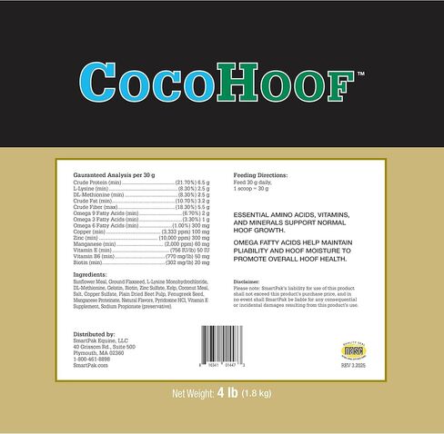 Uckele من SmartEquine CocoHoof، مكملات الحوافر للخيول | البيوتين لحوافر الخيول | مكمل فيتامينات ومعادن للحصان | يوفر الأحماض الأمينية والأحماض الدهنية والفيتامينات، كيس بوزن 12 رطل in Kuwait