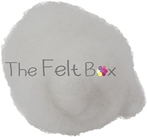 Short Fiber Carded Batts Needle Felting Wool Use as Core or Finishing Wool 100 g | 3.5 oz- White #100 in Kuwait
