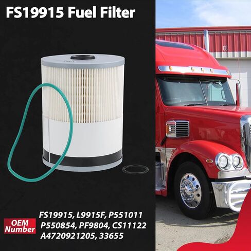 FS19915 Fuel Filter with Water Separator Fit for Cummins ISX 15 Detroit Diesel Engine DD13 DD15 DD16 Freightliner 108SD 114SD 122SD #A4720921205 A0000903651 P551011 PF9804 33655 in Kuwait