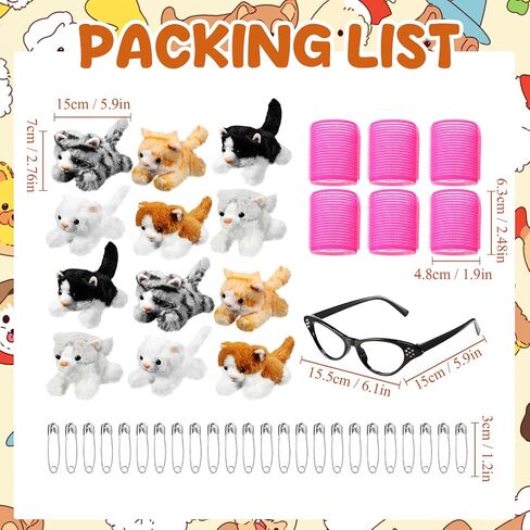 Libima 19 Pcs Halloween Women Costume Accessories Stuffed Cat Kitten Plush Pajamas Set Hair Rollers Curlers and Sunglasses in Saudi Arabia