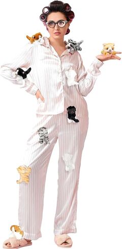 Libima 19 Pcs Halloween Women Costume Accessories Stuffed Cat Kitten Plush Pajamas Set Hair Rollers Curlers and Sunglasses in Saudi Arabia