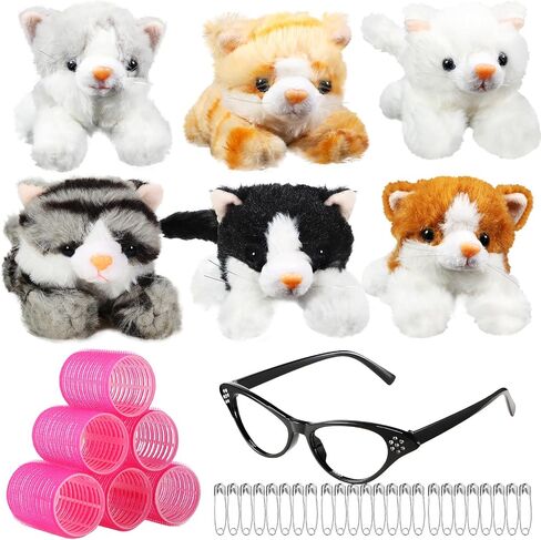 Libima 19 Pcs Halloween Women Costume Accessories Stuffed Cat Kitten Plush Pajamas Set Hair Rollers Curlers and Sunglasses in Saudi Arabia