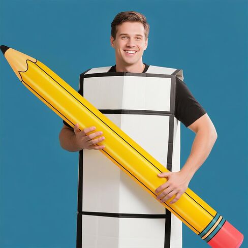 Sponge Doodle Costume 43 Inch Giant Inflatable Pencil Sponge Cosplay Accessories for Men Women Halloween Party Dress up TV and Movie Costumes in Saudi Arabia