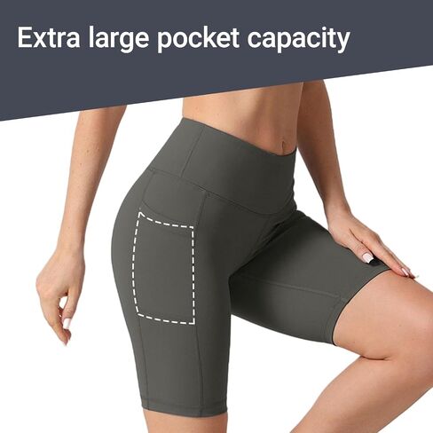 Workout Yoga Shorts with Pocket, High Waisted Athletic Running Biker Shorts in Saudi Arabia