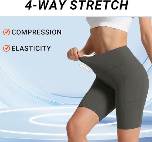 Workout Yoga Shorts with Pocket, High Waisted Athletic Running Biker Shorts in Saudi Arabia