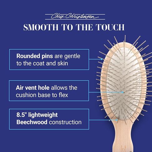 Chris Christensen Dog Brush, 27 mm Oval Pin Brush, Original Series, Groom Like a Professional, Stainless Steel Pins, Lightweight Beech Wood Body, Ground and Polished Tips in Kuwait