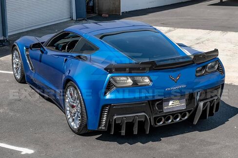 Replacement for 2014-2019 Chevrolet Corvette C7 | Performance Track Style Rear Bumper Lower Add-On Fin Diffuser Pair (ABS Plastic - Painted Carbon Flash Metallic) in Saudi Arabia
