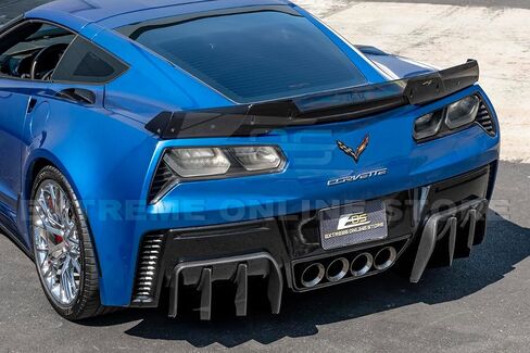 Replacement for 2014-2019 Chevrolet Corvette C7 | Performance Track Style Rear Bumper Lower Add-On Fin Diffuser Pair (ABS Plastic - Painted Carbon Flash Metallic) in Saudi Arabia