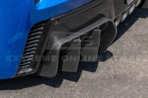 Replacement for 2014-2019 Chevrolet Corvette C7 | Performance Track Style Rear Bumper Lower Add-On Fin Diffuser Pair (ABS Plastic - Painted Carbon Flash Metallic) in Saudi Arabia