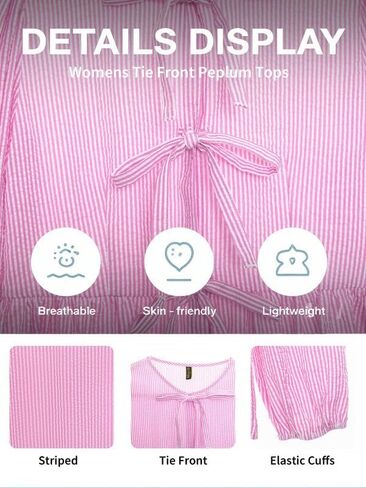 المرأة مخطط نفخة كم طويل بلايز بيبلوم بيبي دول التعادل الجبهة 2025 العصرية فضفاضة تناسب بلوزة قميص in Kuwait