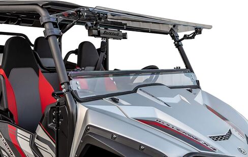الزجاج الأمامي SuperATV المقاوم للخدش 3 في 1 لـ 2019-2020 Yamaha Wolverine X2 | صنع في الولايات المتحدة الأمريكية | بولي كربونات بسمك 1/4 بوصة أقوى بـ 250 مرة من الزجاج | يمكن ضبطه على الفتح أو التهوية أو الإغلاق in Saudi Arabia