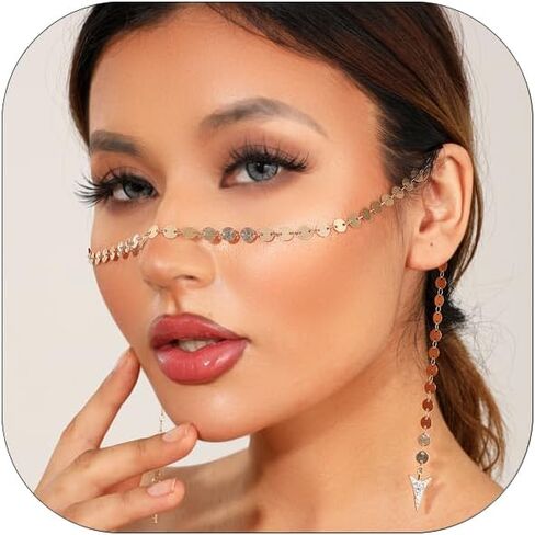 Nose Chain for Women Face Chain Gothic Vintage Accessories Party Costume Prom Jewelry… in Kuwait