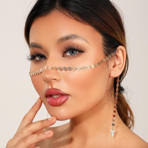 Nose Chain for Women Face Chain Gothic Vintage Accessories Party Costume Prom Jewelry… in Kuwait