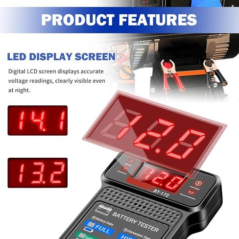 أجهزة اختبار بطارية السيارة مع شاشة LCD ومؤشرات LED، جهاز اختبار حمل البطارية 12 فولت للسيارات، أجهزة اختبار بطاريات السيارات العالمية وأدوات اختبار المولد للسيارات للمركبات 12 فولت in Saudi Arabia