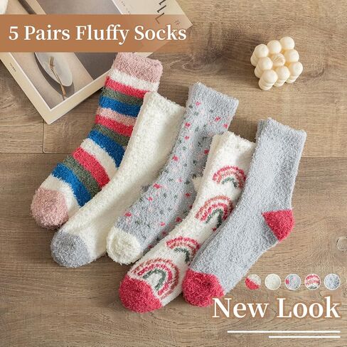 جوارب Clothirily Fuzzy للنساء - مجموعة جوارب مريحة للنساء، جوارب نوم دافئة للغاية وناعمة للشتاء in Kuwait