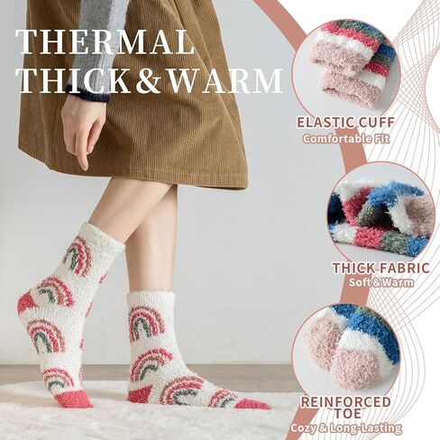 جوارب Clothirily Fuzzy للنساء - مجموعة جوارب مريحة للنساء، جوارب نوم دافئة للغاية وناعمة للشتاء in Kuwait