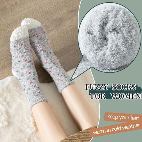 جوارب Clothirily Fuzzy للنساء - مجموعة جوارب مريحة للنساء، جوارب نوم دافئة للغاية وناعمة للشتاء in Kuwait