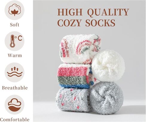 جوارب Clothirily Fuzzy للنساء - مجموعة جوارب مريحة للنساء، جوارب نوم دافئة للغاية وناعمة للشتاء in Kuwait