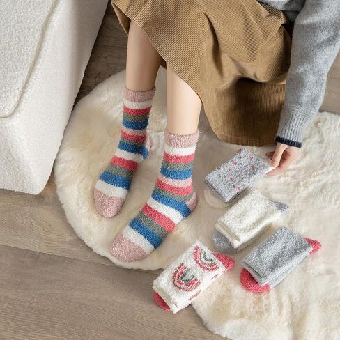 جوارب Clothirily Fuzzy للنساء - مجموعة جوارب مريحة للنساء، جوارب نوم دافئة للغاية وناعمة للشتاء in Kuwait