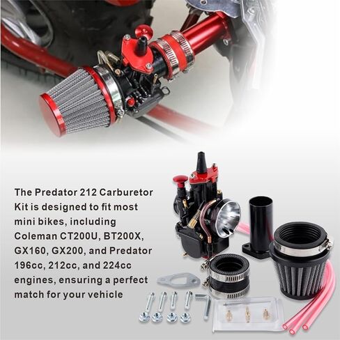 طقم كاربوريتر أداء كاربوريتر 24 مم من PWK لمحرك Predator 212cc 196cc Coleman CT200U BT200X Mini Bike KT196 Go Kart GX160 GX200 6.5hp محرك استنساخ مع مشعب سحب فلتر الهواء in Kuwait