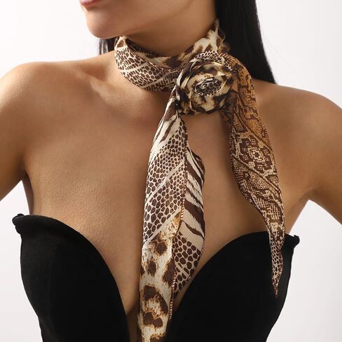 Rose Flower Scarf Necklace for Women Vintage Adjustable Detachable Rose Choker Necklace Versatile Jewelry in Saudi Arabia