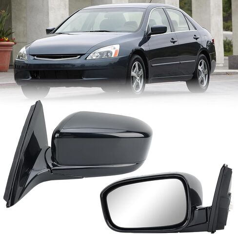 Right Passenger Side Mirror Compatible with Honda Accord 2003 2004 2005 2006 2007 Non-Heated Manual Folding Power Glass Door Mirrors Paintable Black Partslink #HO1321152 in Kuwait