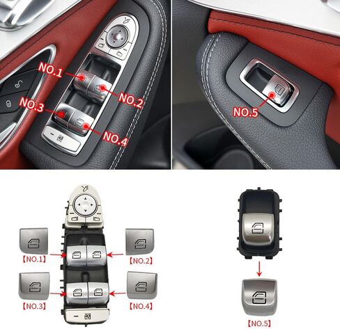 for W205 W253 Car Power Window Switch Button Cover Cap Replacement for Benz C GLC Class Coupe C180 C200 C250 GLC300(No.3) in Saudi Arabia
