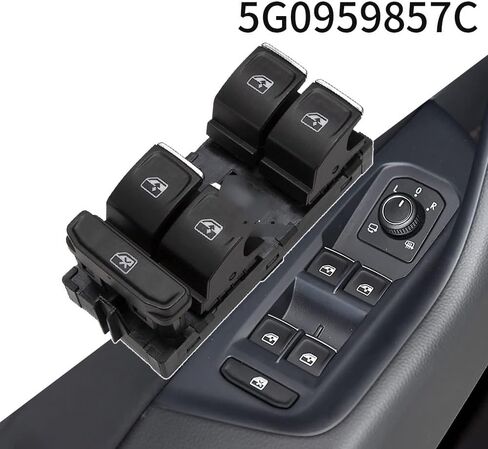 5G0959857C 5G0959857D مفتاح رافع النافذة الرئيسي من الكروم لسيارة VW Golf MK7 Passat B8 Tiguan Touran لـ Seat Leon 5GG959857(Chrome-5G0959857C) in Saudi Arabia