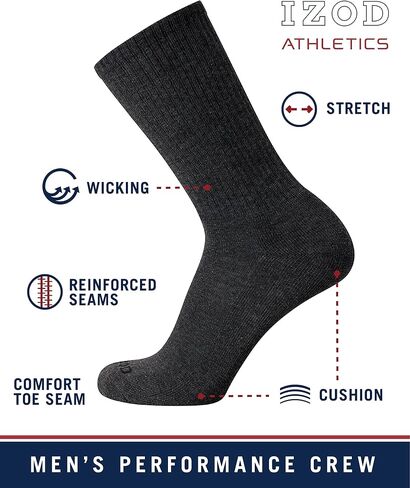 IZOD Mens Dress Socks - 8 Pack/16 Pack Lightweight Comfort Crew Socks for Men - Mens Athletic Socks for Work and Sports in Saudi Arabia