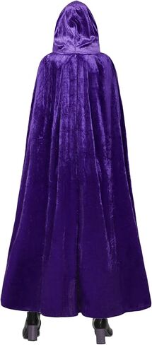 Halloween Cosplay Costume for Women Purple Hooded Cloak Cape Long Sleeve Bodysuits with Red Gem Chain Belt in Saudi Arabia